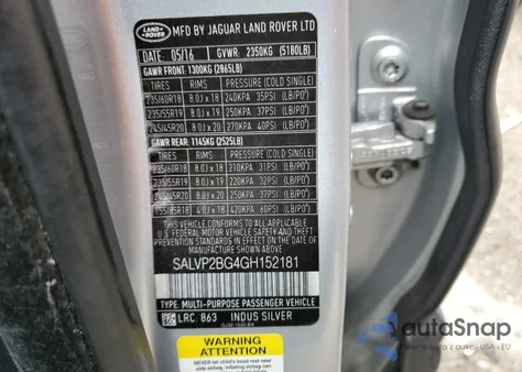 2016 Land Rover Range Rover Evoque Se z USA, uszkodzony, nr VIN SALVP2BG4GH152181